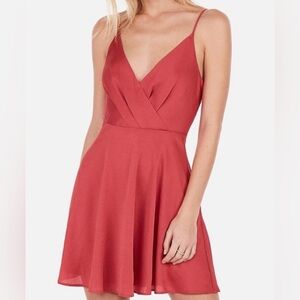 NWT EXPRESS Orange SURPLICE FIT AND FLARE Slip DRESS size S/P